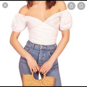 Reformation Framboise White Top-NWT